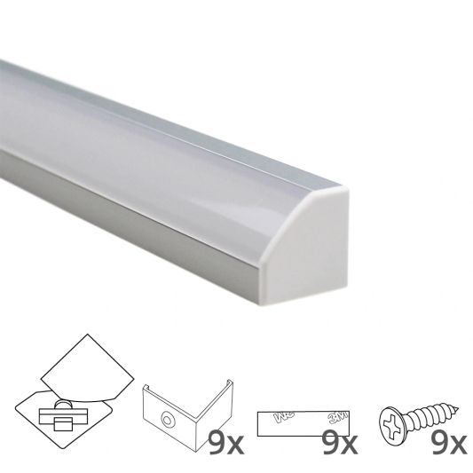 Led Streifen Profil Ecke Slim line - komplett inklusiv Abschlusskappe von 4 Meter
