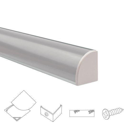 Led Streifen Profil Ecke Slim line - komplett mit Abschlusskappe 3 Meter
