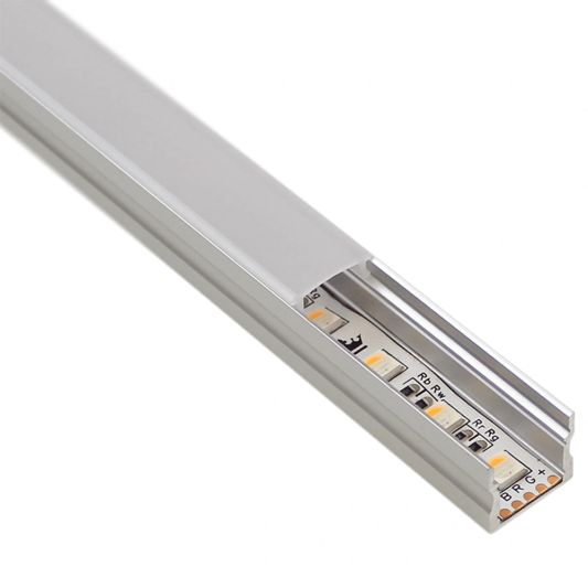 LED Streifen Aufbauprofil hohes Modell - komplett inklusiv Abschlusskappe 1 Meter 15 mm