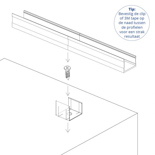 LED Streifen Aufbauprofil hohes Modell - komplett inklusiv Abschlusskappe 1 Meter 15 mm