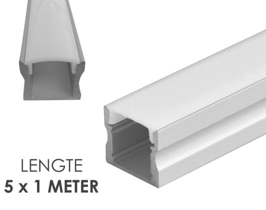 LED Streifen Aufbauprofil hohes Modell - komplett inklusiv Abschlusskappe 5 Meter 15 mm