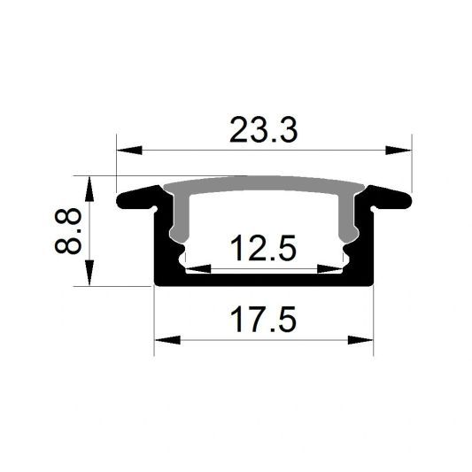 Loses LED Profil 1 Meter Einbau niedrig 8 mm slim line
