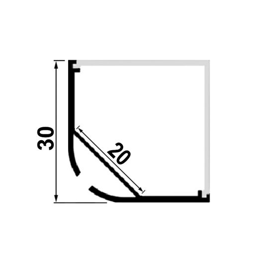 Loses LED Streifen Eckprofil 1 Meter 30 mm