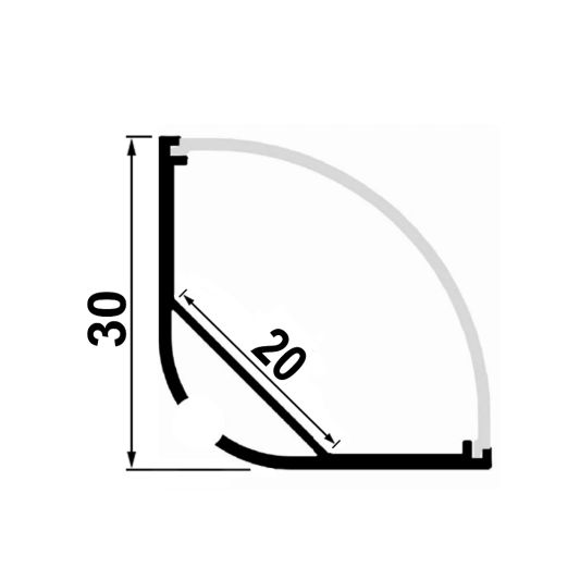 Loses LED Streifen Eckprofil 1 Meter 30 mm