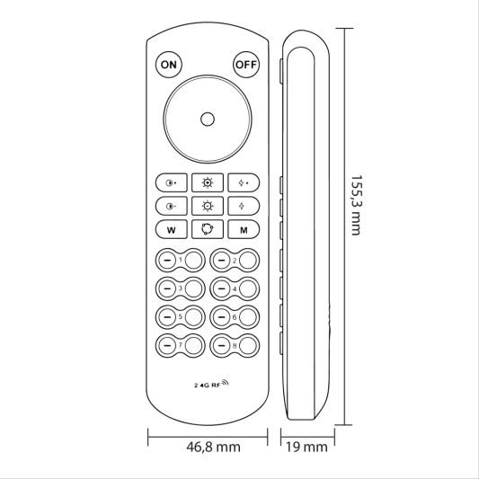 Milight 8-Zonen Touch RF Fernbedienung für alle Farben-Schwarz