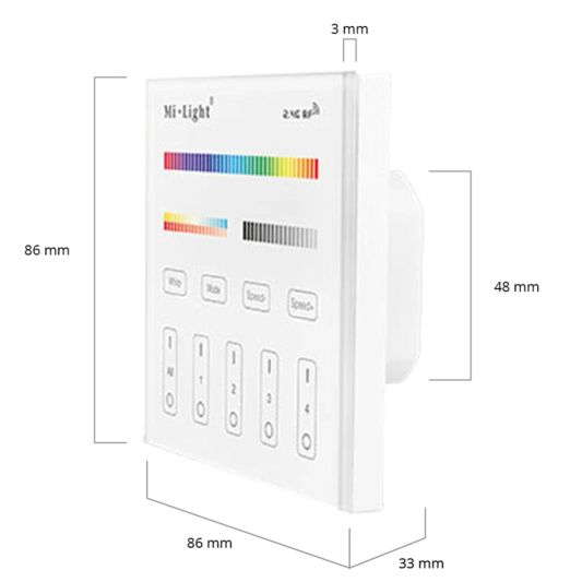 Milight Touch Wall Panel & WLAN Steuerung für RGBWW LED -Streifen 230 V - Komplettes Set