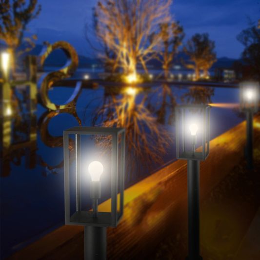 moderne stehleuchte fuer den aussenbereich mit e27 zigbee led gluehbirne