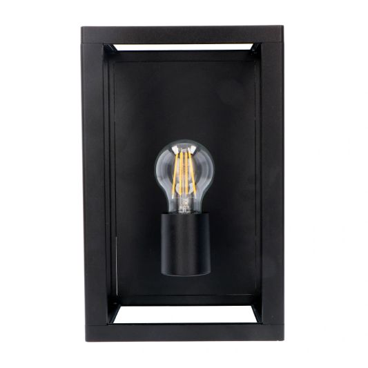Moderne zwarte wandlamp voor buiten met E27 Zigbee filament led lamp