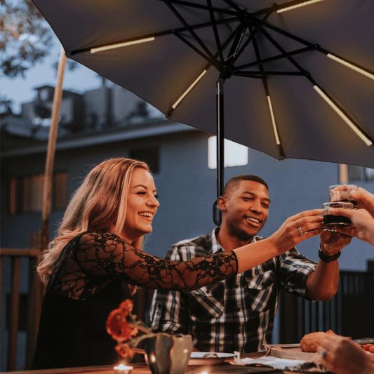 Sonnenschirmbeleuchtung LED Streifen Set Warmweiß - 6 LED Streifen mit Batterie