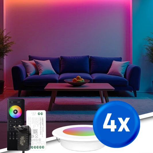 RexTech 4er-Pack RGBWW Spot-Set Weiß