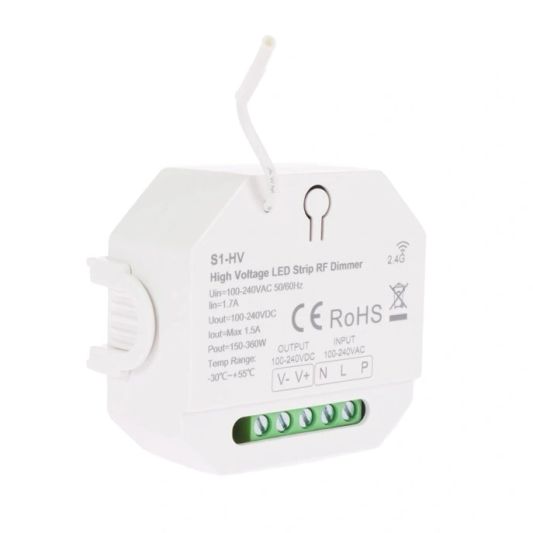 RF Controller + Fernbedienung für 230V einfarbige LED Streifen – Komplettset für kabellose Steuerung