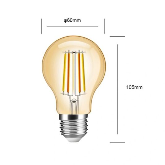 Smarte Filament Zigbee LED Lampe - Dual White 7W E27 Fassung - A60 Model farbig - Vorteilsset 6 Stück