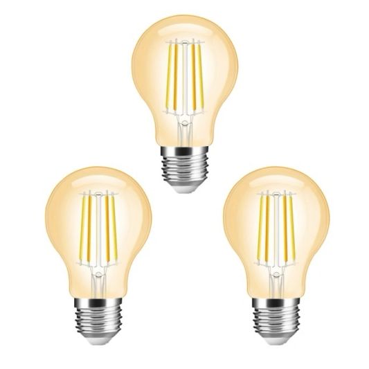 Smarte Filament Zigbee LED Lampe- Dual White 7W E27 Fassung - A60 Modell farbig - Vorteilsset von 3 Stück