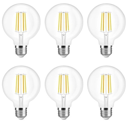 Smarte Filament Zigbee LED Lampe - Dual White 7W E27 Fassung - G95 Modell - Vorteilsset von 6 Stück