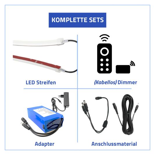 Sonnenschirmbeleuchtung LED Streifen Set Warmweiß - 2 LED Streifen mit Batterie