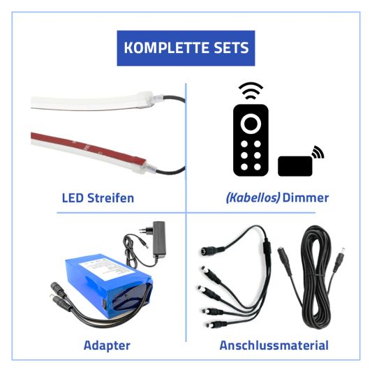 Sonnenschirmbeleuchtung LED Streifen Set Warmweiß - 4 LED Streifen mit Batterie