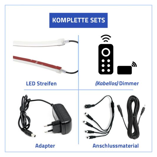 Sonnenschirmbeleuchtung LED Streifen Set Warmweiß - 4 LED Streifen