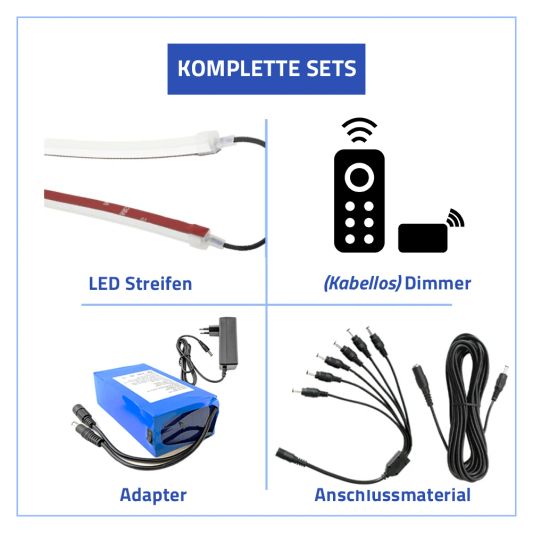 Sonnenschirmbeleuchtung LED Streifen Set Warmweiß - 6 LED Streifen mit Batterie