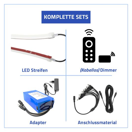 Sonnenschirmbeleuchtung LED Streifen Set Warmweiß - 8 LED Streifen mit Batterie