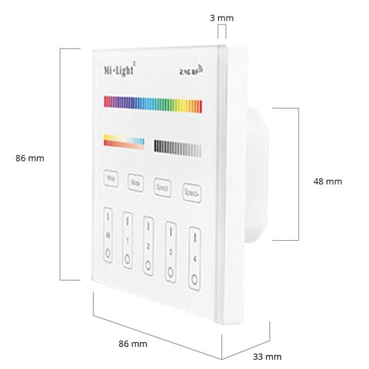 Touch Modul 4 Zonen RGBWW Fernbedienung Wandmodul mit Strom