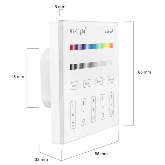 Touch Modul Wandbedienung kabellos RGB und RGBW auf Strom