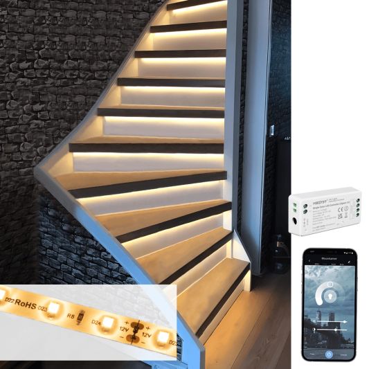 Treppenbeleuchtung LED Streifen  warmweiß 130 cm - Komplettset