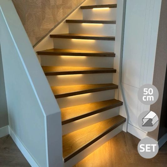 Treppenbeleuchtung COB LED Streifen warmweiß 50 CM - Komplettset mit Profil