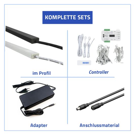 Treppenbeleuchtung COB LED Streifen warmweiß 50 CM - Komplettset mit Profil