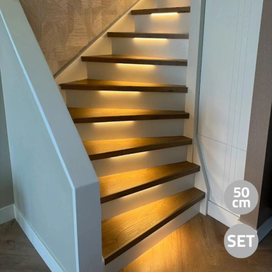 Treppenbeleuchtung COB LED Streifen warmweiß komplettes Set 50 cm