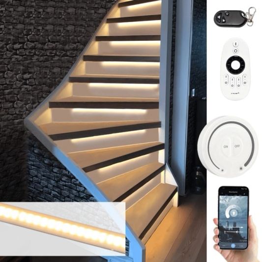 Treppenbeleuchtung COB LED Streifen warmweiß komplettes Set 50 cm