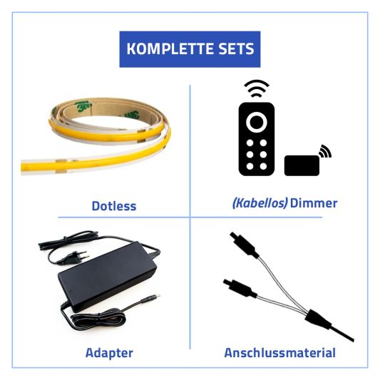 Treppenbeleuchtung COB LED Streifen warmweiß komplettes Set 50 cm