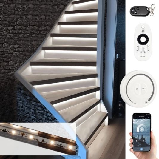 Treppenbeleuchtung LED Streifen Neutralweiß 130 CM – komplettes Set inklusiv Profil
