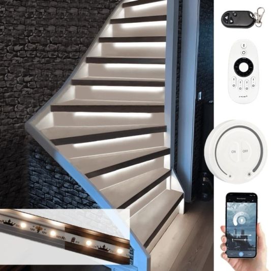 Treppenbeleuchtung LED Streifen Neutralweiß 50 CM – komplettes Set inklusiv Profil