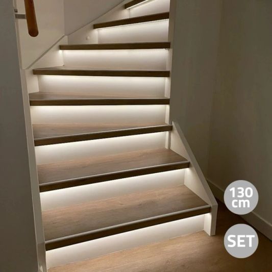 Treppenbeleuchtung LED Streifen Neutralweiß 50 CM – komplettes Set inklusiv Profil