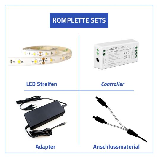 Treppenbeleuchtung LED Streifen warmweiß 130 cm - Komplettset inklusive Profil