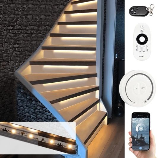 Treppenbeleuchtung LED Streifen Warmweiß 50 CM – komplettes Set inklusiv Profil