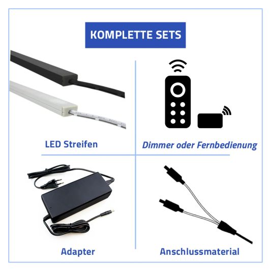 Treppenbeleuchtung LED Streifen Warmweiß 50 CM – komplettes Set inklusiv Profil