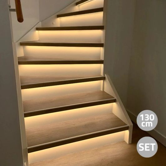 Treppenbeleuchtung LED Streifen Warmweiß – komplettes Set 130 CM