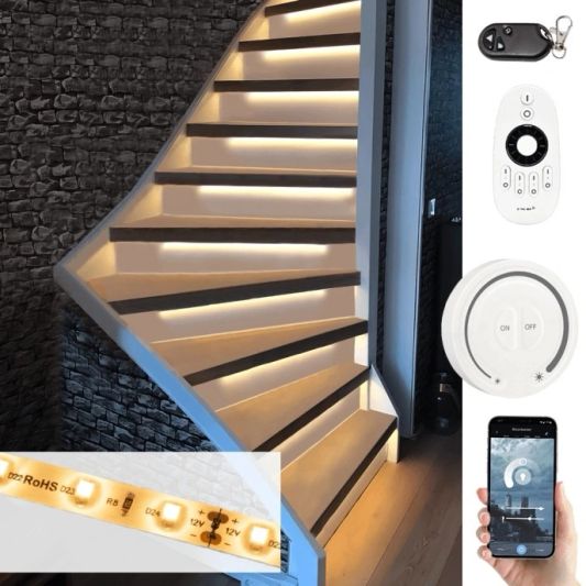 Treppenbeleuchtung LED Streifen Warmweiß komplettes Set 50 CM