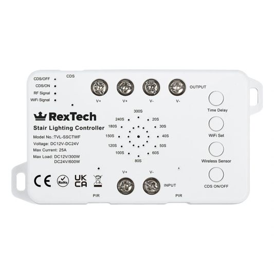 Treppenstufensensor-Set mit WLAN-Controller – weiß