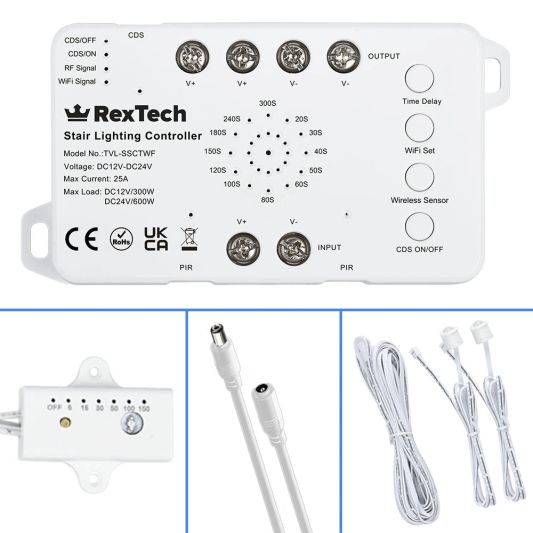 Treppenstufensensor-Set mit WLAN-Controller – weiß