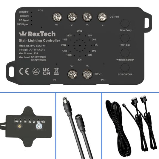 Treppenstufensensor-Set mit WLAN-Controller – weiß