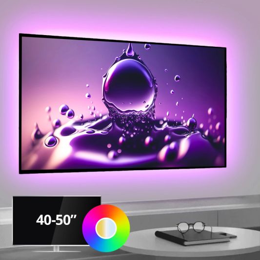 TV backlight Set mit 1 RGBWW Led Streifen für TV’s 40-50 inch