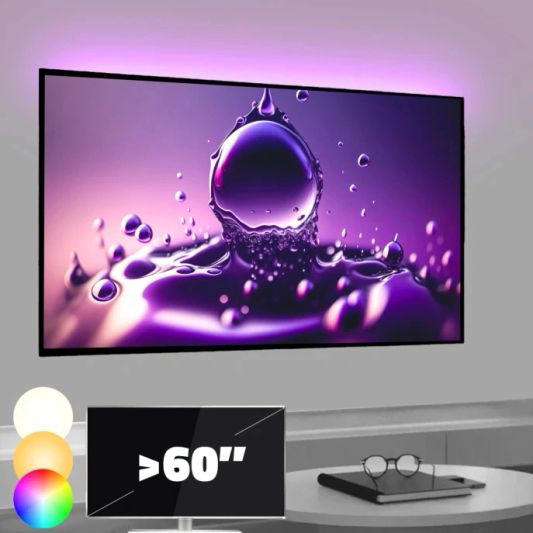 TV backlight Set mit 1 RGBWW Led Streifen für TV’s >60 inch
