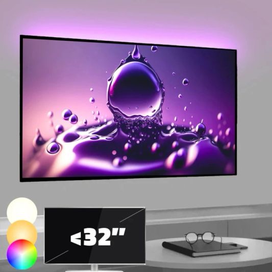 TV backlight Set mit 1 RGBWW Led Streifen für TV’s <32 inch