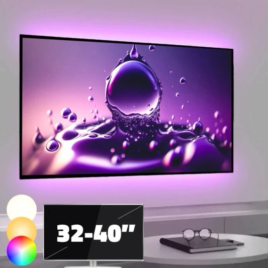 TV backlight Set mit 2 RGBWW Led Streifen für TV’s 32-40 inch