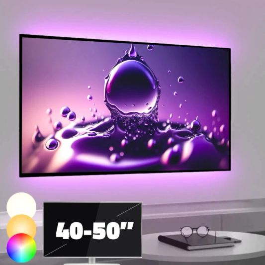 TV backlight Set mit 2 RGBWW Led Streifen für TV’s 40-50 inch