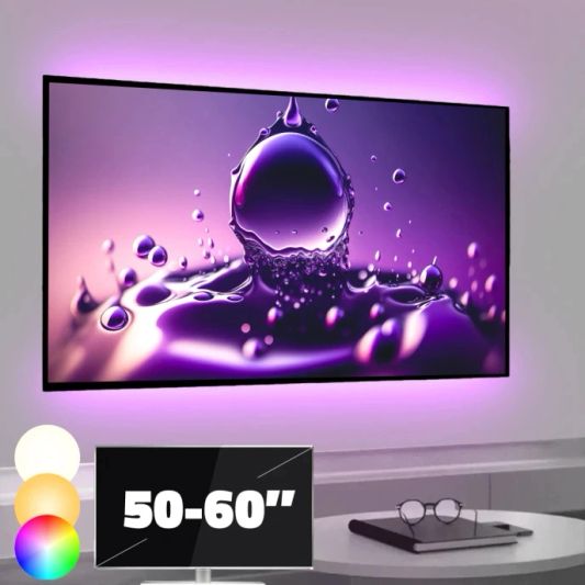TV backlight Set mit 2 RGBWW Led Streifen für TV’s 50-60 inch