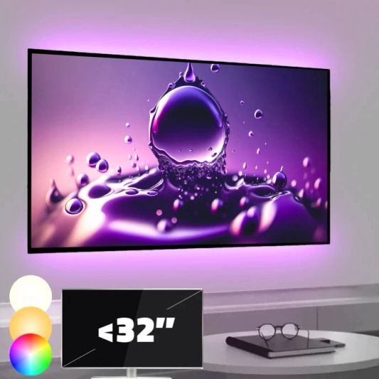 TV backlight Set mit 2 RGBWW Led Streifen für TV’s <32 inch