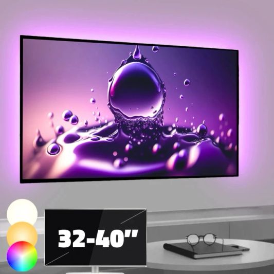 TV backlight Set mit 3 RGBWW Led Streifen für TV’s 32-40 inch